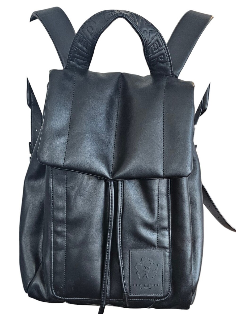Ted Baker Janiey Black Faux Leather Backpack Puff Flap Bag